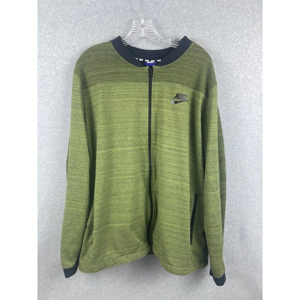 Nike Advance 15 Knit Jacket Men's 2XL Green Full Zip Striped Long Sleeve 837008